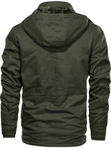 Men'S Thickened Warm Mid-Length Heavyweight Jacket with Detachable Hood - Multiple Zippered Pockets, Casual Outdoor Workwear, Polyester Lined, Button-Up Front, Regular Fit for Cold Weather, Winter Outerwear | Functional Desig