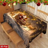 1pc Elegant Christmas Tablecloth with Golden Snowflake & Santa Claus Design - Luxury Rectangular Holiday Table Cover for Dining, Parties, Home Decor - Durable Polyester Fabric, Machine-made, Perfect For Christmas & New Year C