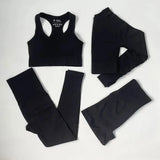 High Waist Elastic Seamless Yoga Wear Women Fitness Clothes Gym Clothing Workout Set Long Sleeve Crop Top Leggings Sports Suit - Mein Shop