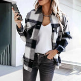 Shirts For Women Plaid Long Sleeve Button Up Shirt Collared Tops And Blouse 2024 Autumn Spring Fashion Loose Casual Black White