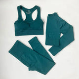 High Waist Elastic Seamless Yoga Wear Women Fitness Clothes Gym Clothing Workout Set Long Sleeve Crop Top Leggings Sports Suit - Mein Shop