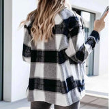 Shirts For Women Plaid Long Sleeve Button Up Shirt Collared Tops And Blouse 2024 Autumn Spring Fashion Loose Casual Black White
