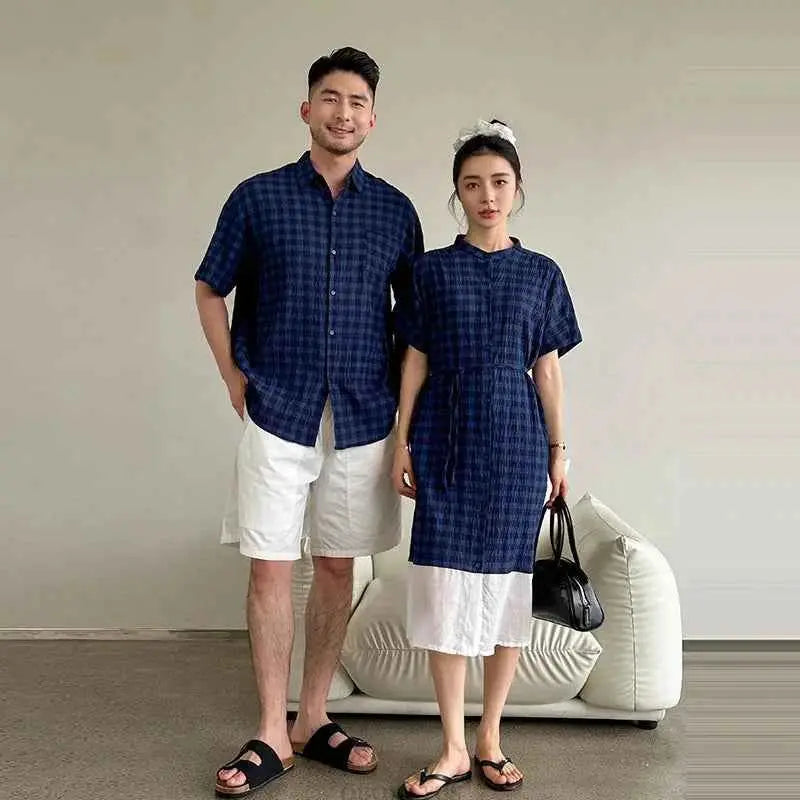 Family Matching Clothes Boy Girl Outfit Set Father and Son Shirt Shorts Suit Mother and Daughter Dress Same Girl Blouse Dress