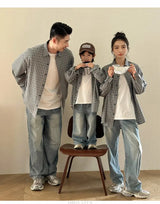 New Elegant Family Look Clothing Mother and Daughter Father Son Plaid Shirt Long Sleeve Blouse Fashion Family Matching Outfit - Mein Shop
