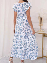 Pregnancy Woman Dress Summer Printed Korean Version Loose Pregnant Blue Dress Beach Holiday Dress For Pregnant Photo Shoot