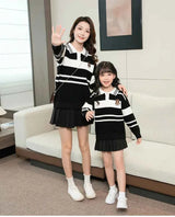 Sweater for The Whole Family Polo Knit Tops Fashion Mom and Daughter Child Girl Matching Jumper Dad and Son Baby Boy Knitwear