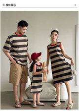 Family Matching Couple Look Clothing Fashion Mom Daughter Sleeveless Dress Dad Son T Shirts Shorts Korean Sister Brother Outfits Mein Shop