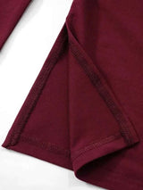 Wine Red T-shirts for Women 2025 Autumn Long Sleeve Split Slim Fit Tee Shirt Female Clothing Y2K Tunics Crop Tops Streetwear