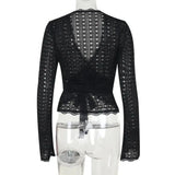 Women's T-shirt New Autumn Club Party Sexy Lace Tees Streetwear Fashion Long Sleeves T-shirt Lady Versatile Casual Slim Clothing - Mein Shop