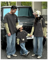 Fashion Family Long Sleeve T-shirt Parent-child Tee Korean Father Mother and Son Daughter Same Clothes Dad Mom and Baby Clothing - Mein Shop