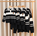 Sweater for The Whole Family Polo Knit Tops Fashion Mom and Daughter Child Girl Matching Jumper Dad and Son Baby Boy Knitwear - Mein Shop