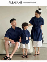 Family Matching Clothes Boy Girl Outfit Set Father and Son Shirt Shorts Suit Mother and Daughter Dress Same Girl Blouse Dress