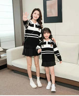 Sweater for The Whole Family Polo Knit Tops Fashion Mom and Daughter Child Girl Matching Jumper Dad and Son Baby Boy Knitwear