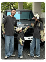 Fashion Family Long Sleeve T-shirt Parent-child Tee Korean Father Mother and Son Daughter Same Clothes Dad Mom and Baby Clothing - Mein Shop