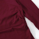 Wine Red T-shirts for Women 2025 Autumn Long Sleeve Split Slim Fit Tee Shirt Female Clothing Y2K Tunics Crop Tops Streetwear - Mein Shop