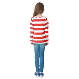 Waldo Book Week Fancy Dress Where's Wally Family Matching Parent-Child Costume Red White Stripe Shirt +Hat +Glasses Girls Boys - Mein Shop