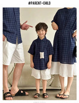Family Matching Clothes Boy Girl Outfit Set Father and Son Shirt Shorts Suit Mother and Daughter Dress Same Girl Blouse Dress - Mein Shop