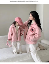 Family Thick Mother Children Suit Warm Winter Korean Fashion Women Daughter Son Matching Coat Baby Clothes Zipper Sets Jacket - Mein Shop