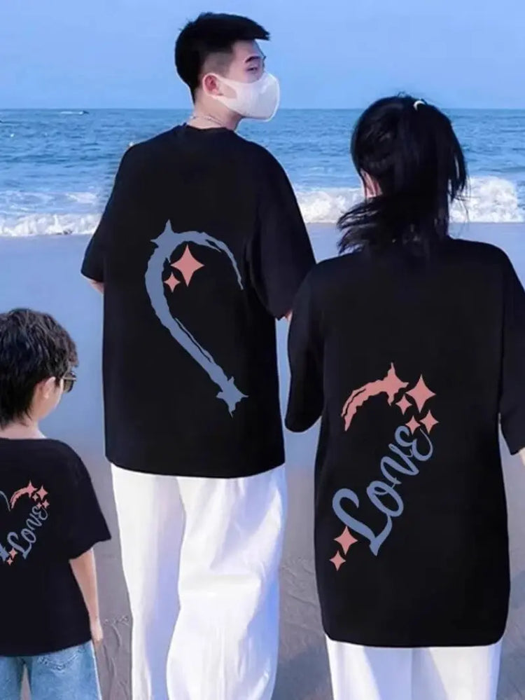 2025 new style parent-child outfits, summer T-shirts for a family of three or four, family sets, short-sleeved T-shirt tops - Mein Shop