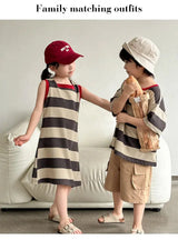 Family Matching Couple Look Clothing Fashion Mom Daughter Sleeveless Dress Dad Son T Shirts Shorts Korean Sister Brother Outfits Mein Shop