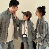 Matching Family Plaid Shirts Dad Mom and Boys Girls Fashion Clothes Korean Father Mother and Daughter Son Same Clothing Jacket