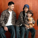 Equal Family Plaid Shirts Autumn Father Mother and Daughter Son Same Long Sleeve Tops Korean Vintage Parent-child Jacket Coat - Mein Shop