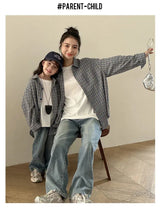 Matching Family Plaid Shirts Dad Mom and Boys Girls Fashion Clothes Korean Father Mother and Daughter Son Same Clothing Jacket Mein Shop