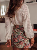 Shirt Women Tops V Neck Blouses Work Elegant Full Sleeve Casual Top Simple Hollow Out Shirts Y2k Streetwear Work Summer 2025