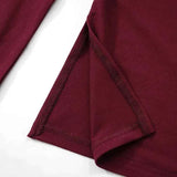 Wine Red T-shirts for Women 2025 Autumn Long Sleeve Split Slim Fit Tee Shirt Female Clothing Y2K Tunics Crop Tops Streetwear
