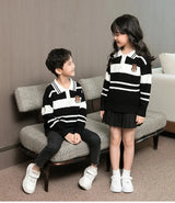 Sweater for The Whole Family Polo Knit Tops Fashion Mom and Daughter Child Girl Matching Jumper Dad and Son Baby Boy Knitwear - Mein Shop