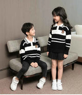 Sweater for The Whole Family Polo Knit Tops Fashion Mom and Daughter Child Girl Matching Jumper Dad and Son Baby Boy Knitwear