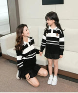 Sweater for The Whole Family Polo Knit Tops Fashion Mom and Daughter Child Girl Matching Jumper Dad and Son Baby Boy Knitwear - Mein Shop