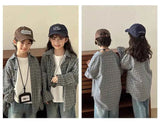 Matching Family Plaid Shirts Dad Mom and Boys Girls Fashion Clothes Korean Father Mother and Daughter Son Same Clothing Jacket
