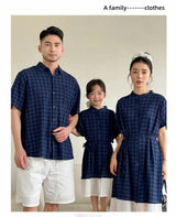 Family Matching Clothes Boy Girl Outfit Set Father and Son Shirt Shorts Suit Mother and Daughter Dress Same Girl Blouse Dress - Mein Shop