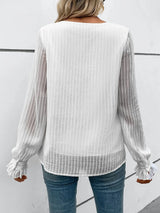 Elegant sexy shirt for women Small V-neck long sleeve solid color casual shirt for women - Mein Shop