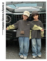 Fashion Family Long Sleeve T-shirt Parent-child Tee Korean Father Mother and Son Daughter Same Clothes Dad Mom and Baby Clothing - Mein Shop