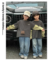 Fashion Family Long Sleeve T-shirt Parent-child Tee Korean Father Mother and Son Daughter Same Clothes Dad Mom and Baby Clothing