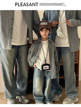 Matching Family Plaid Shirts Dad Mom and Boys Girls Fashion Clothes Korean Father Mother and Daughter Son Same Clothing Jacket Mein Shop
