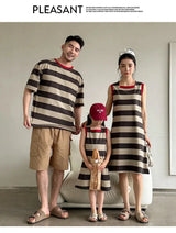 Family Matching Couple Look Clothing Fashion Mom Daughter Sleeveless Dress Dad Son T Shirts Shorts Korean Sister Brother Outfits Mein Shop