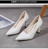 Shoes Woman 2024 Trend New Summer Red Heels Elegant Woman Black Heeled Pointed Toe Pumps Dress Leather White Ladies Shoe