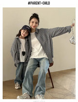New Elegant Family Look Clothing Mother and Daughter Father Son Plaid Shirt Long Sleeve Blouse Fashion Family Matching Outfit - Mein Shop