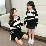 Sweater for The Whole Family Polo Knit Tops Fashion Mom and Daughter Child Girl Matching Jumper Dad and Son Baby Boy Knitwear - Mein Shop
