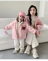 Family Thick Mother Children Suit Warm Winter Korean Fashion Women Daughter Son Matching Coat Baby Clothes Zipper Sets Jacket - Mein Shop