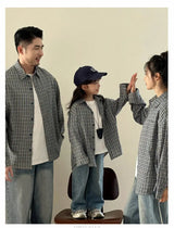 New Elegant Family Look Clothing Mother and Daughter Father Son Plaid Shirt Long Sleeve Blouse Fashion Family Matching Outfit - Mein Shop
