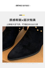 New Trend 2025 Autumn and Winter Rivet Fashion High Heel Chelsea Boots Pointed and Nude Boots High Heels Stiletto Western Boots