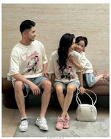 Family Matching Outfit Clothes Set For Summer Vacation Outerwear Beach Tshirt Shorts Clothing Suit Couple Kids Same Costume Wear