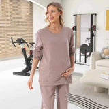 2025 Neuer Schwangere Hoodie Stillkleidung Waffel Stillpullover Sweatshirts Schwangerschafts-Casual-Oberteile für schwangere Frauen Herbst Winter