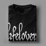 Men's T-Shirt Lifelover White Solid Logo Fun Pure Cotton Tee Shirt Short Sleeve T Shirt Crew Neck Tops 6XL