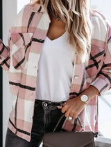 Shirts For Women Plaid Long Sleeve Button Up Shirt Collared Tops And Blouse 2024 Autumn Spring Fashion Loose Casual Black White - Mein Shop