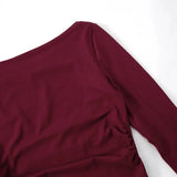 Wine Red T-shirts for Women 2025 Autumn Long Sleeve Split Slim Fit Tee Shirt Female Clothing Y2K Tunics Crop Tops Streetwear - Mein Shop